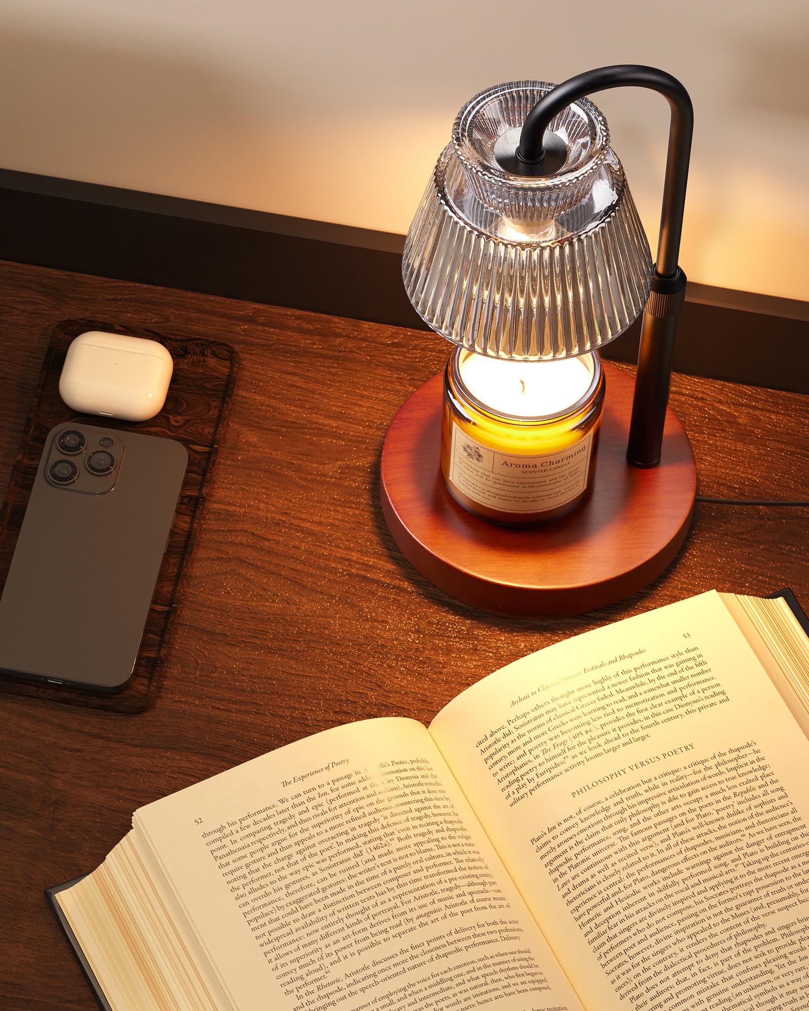 LISUNAR Candle Warmer Lamp with dimmable lighting enhances room ambiance