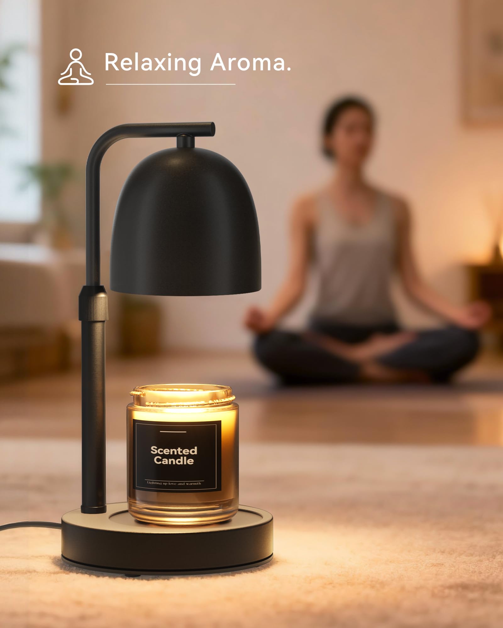 LISUNAR candle warmer lamp height adjustable to fit tall jars or compact spaces.