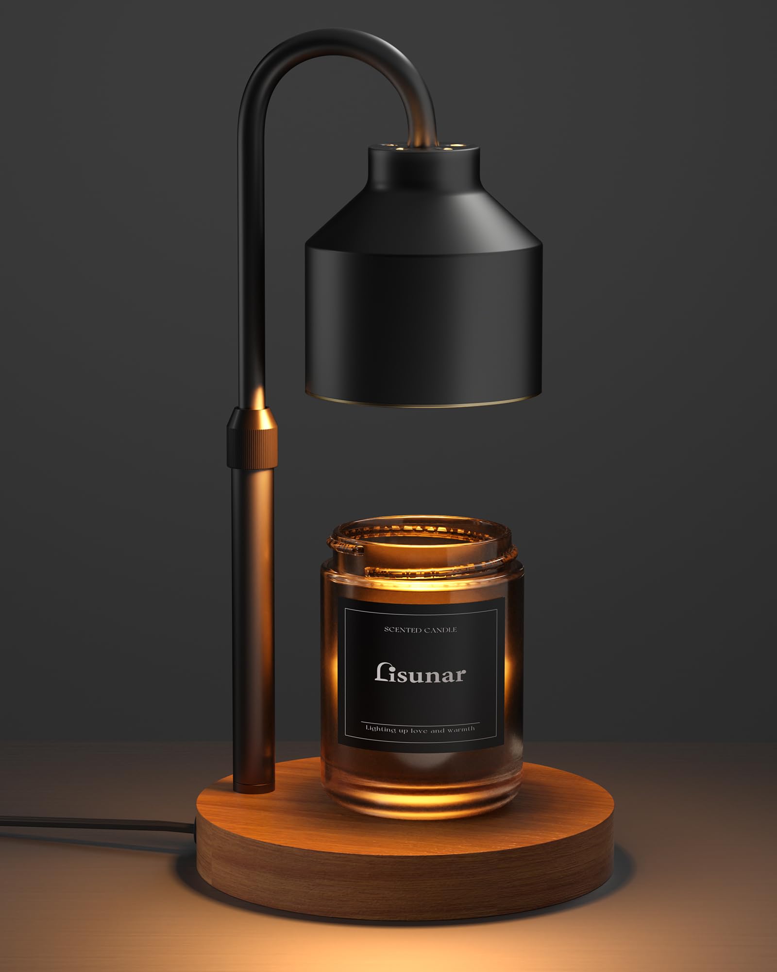 LISUNAR electric candle warmer lamp with black base offers a stable, stylish centerpiece.