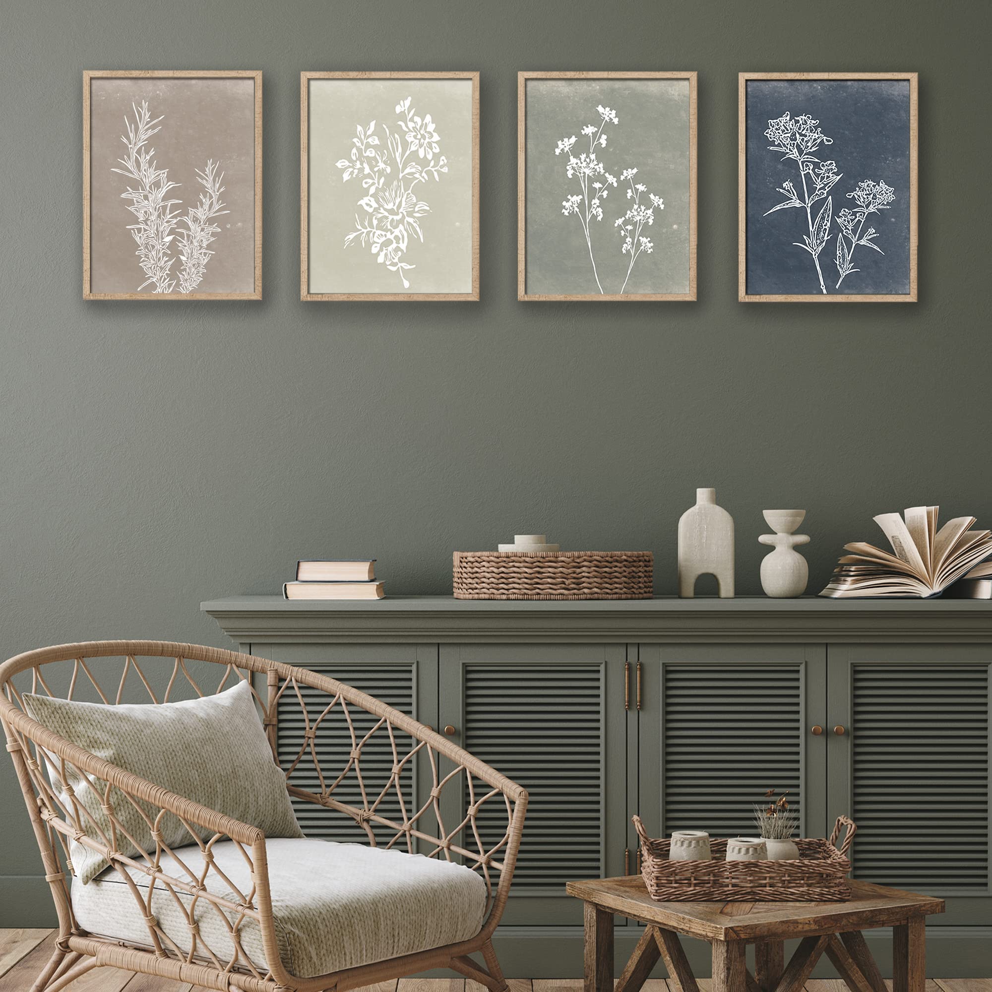 Liswit dining room wall art 4-piece botanical set elevating ambiance