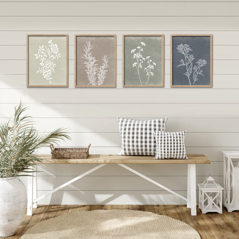 Liswit green beige blue gradient botanical wall art for calming tones