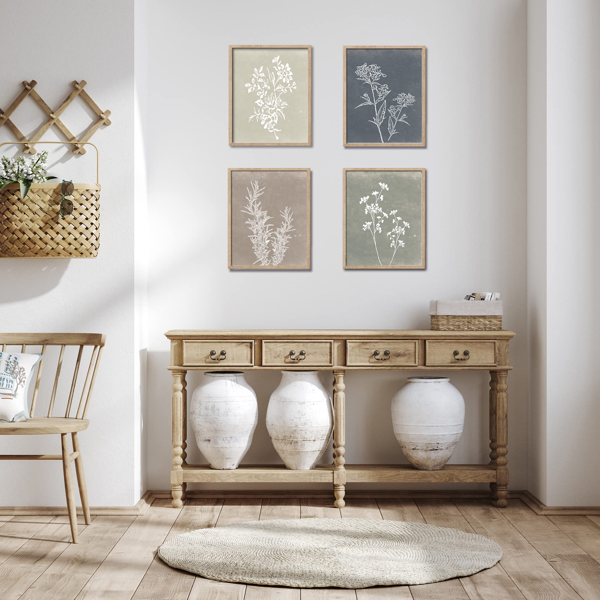 Liswit neutral botanical prints 4-piece set for versatile farmhouse styling