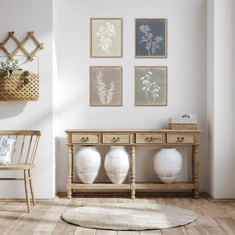 Liswit neutral botanical prints 4-piece set for versatile farmhouse styling