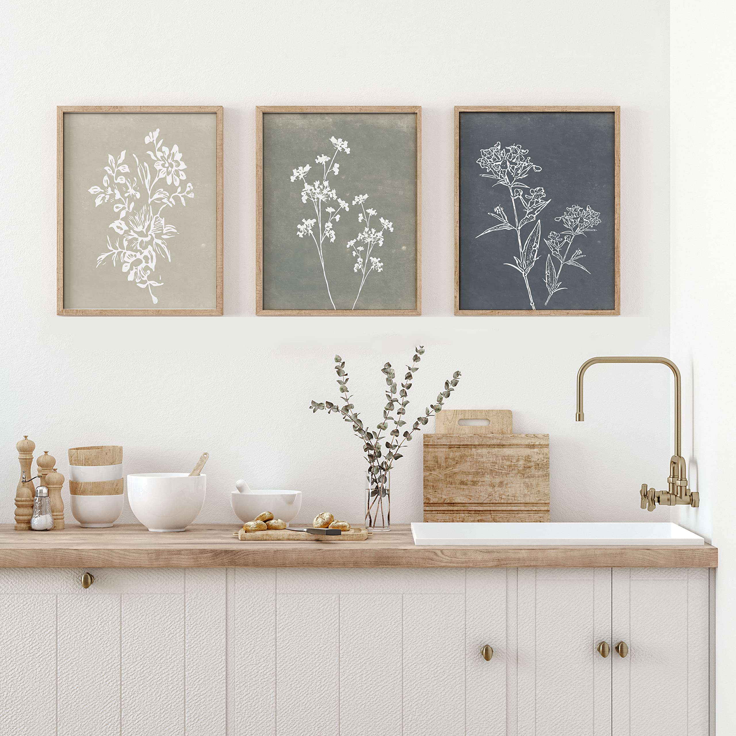 Liswit versatile wall decor 4pc botanicals for kitchen living bedroom