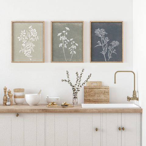 Liswit versatile wall decor 4pc botanicals for kitchen living bedroom