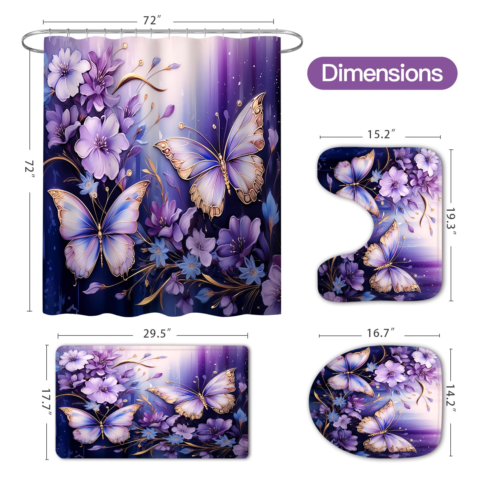 Litabel purple floral bathroom set on display brightens any space