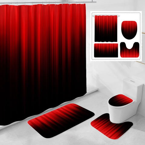 Litabel red and black gradient shower curtain close-up showing durable waterproof fabric.