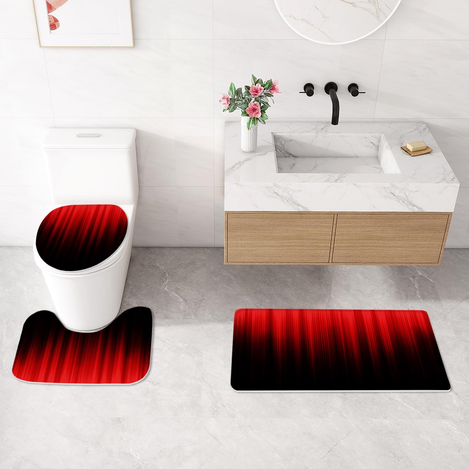 Litabel U-shaped contour rug with non-slip bottom for safety.