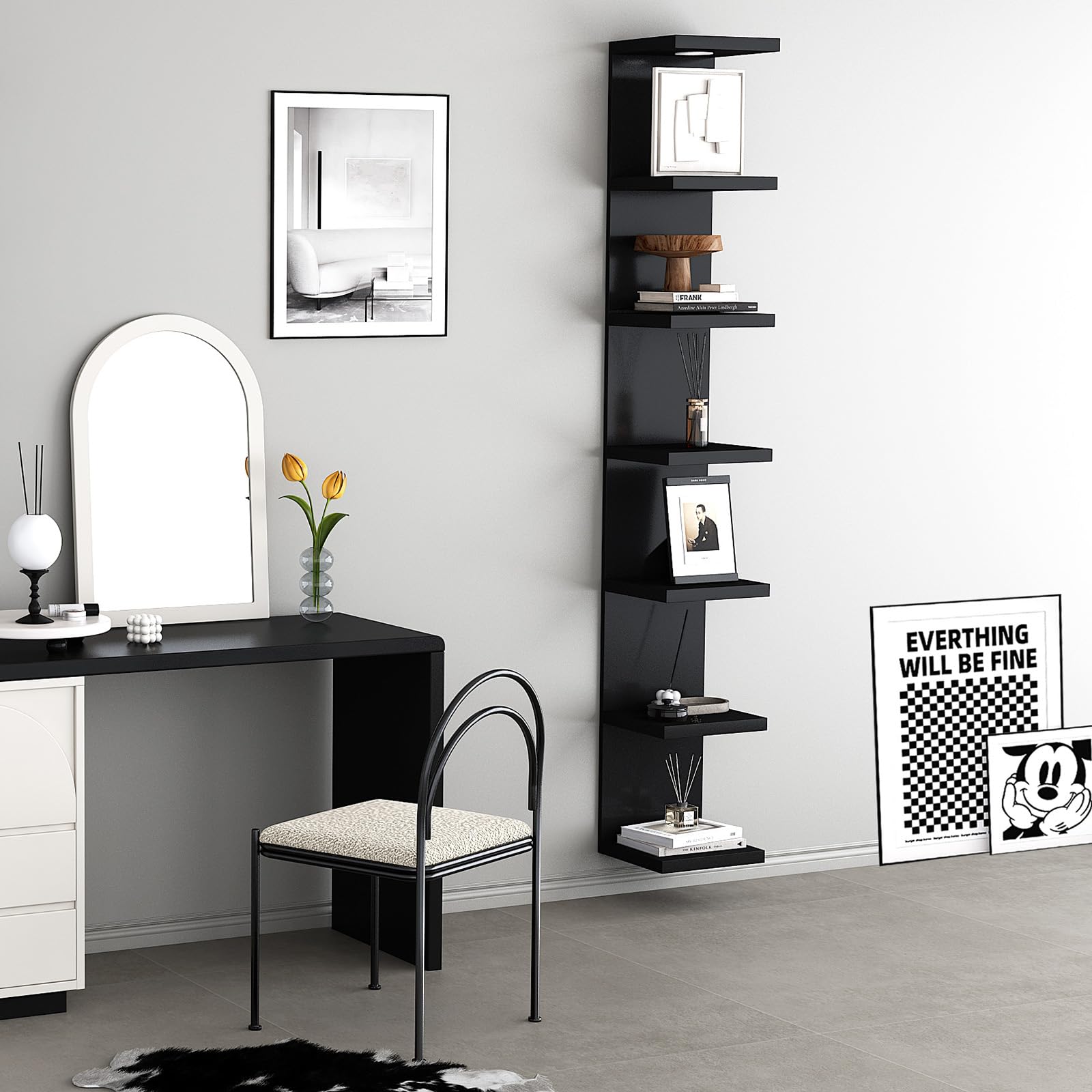 LitaEther wall-mounted display setup shown on a modern wall.