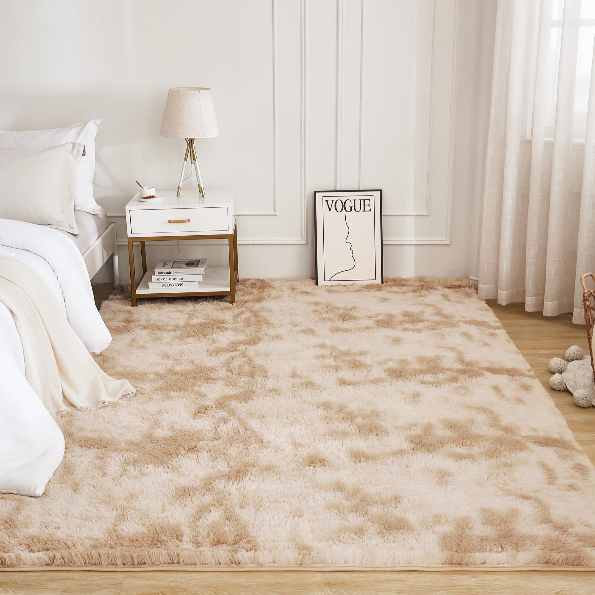 Close-up of Litanika rug pile shows plush softness for barefoot comfort.