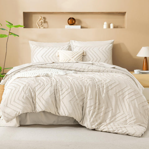 Litanika beige king size comforter set with sheets, modern centerpiece for year-round comfort