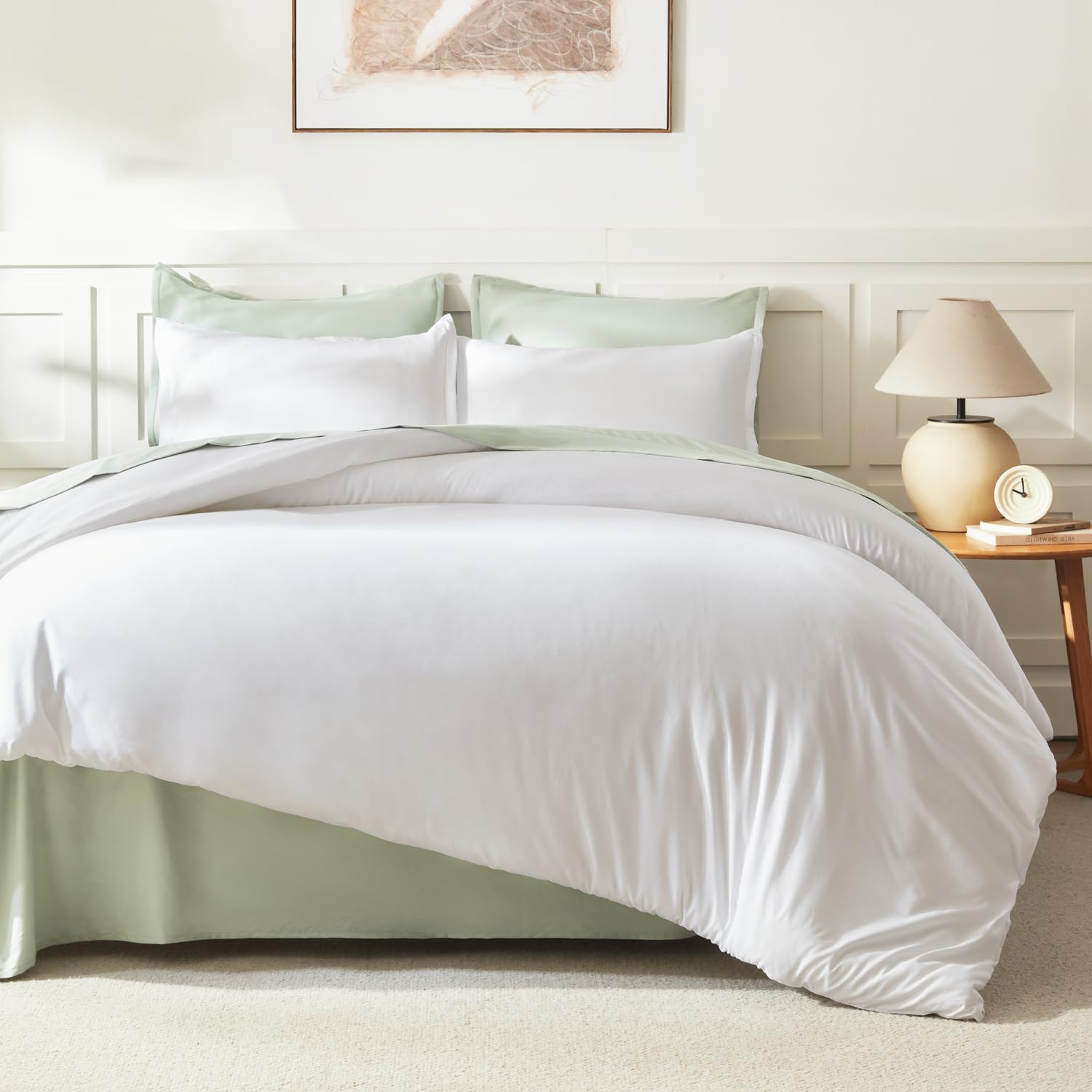 All-season warmth from Litanika comforter with fluffy fill.