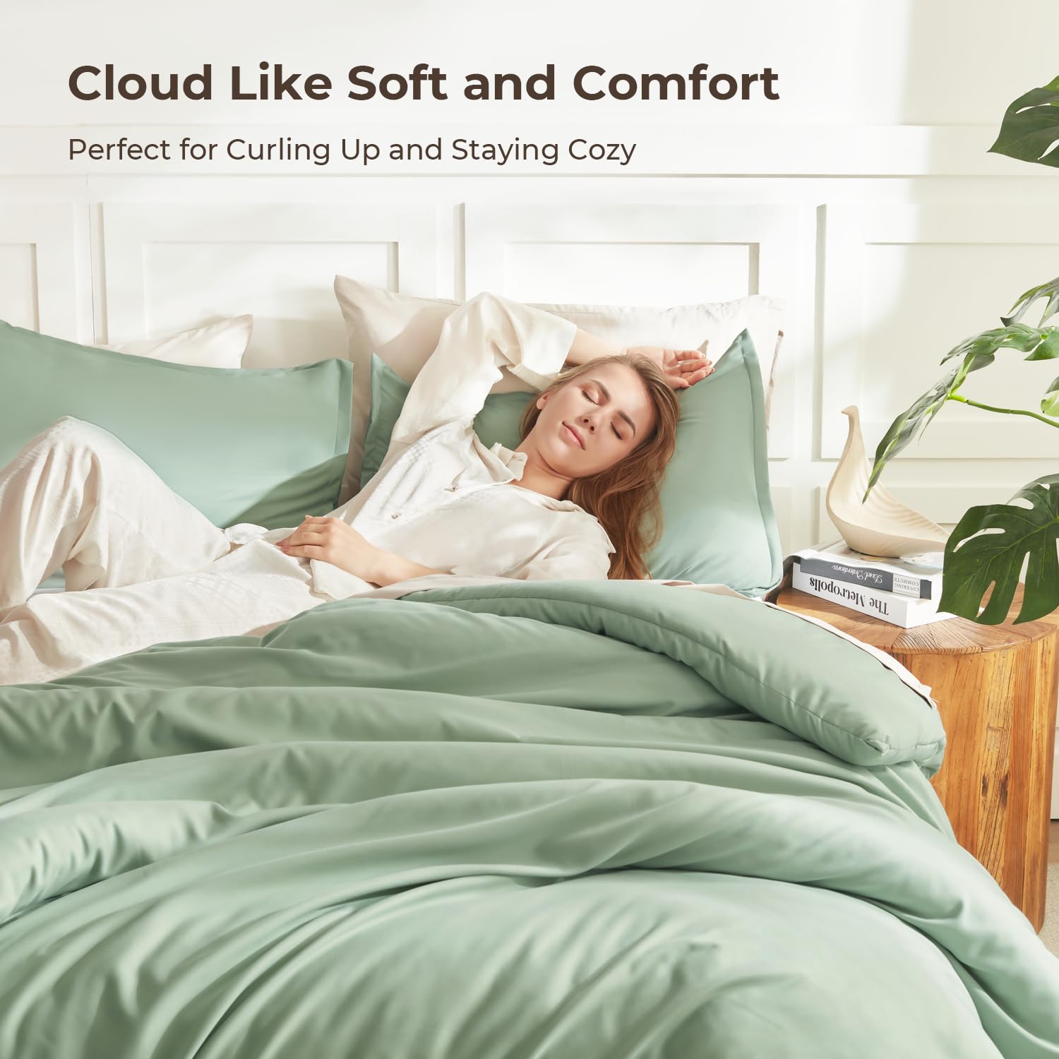 Litanika 3-piece bedding set highlights solid color for simple, timeless style