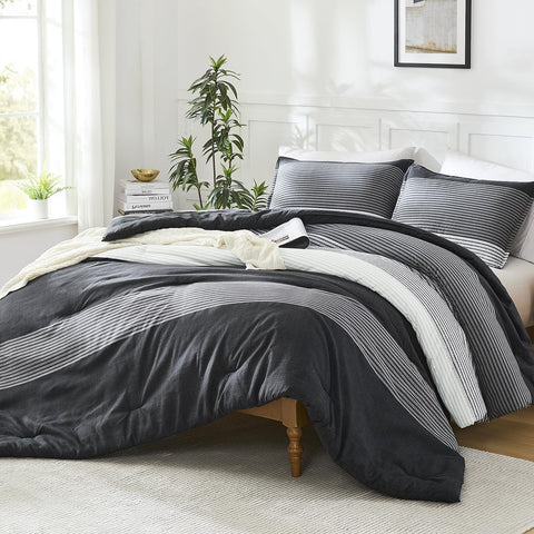 Litanika comforter striped king adds a stylish, cozy look.