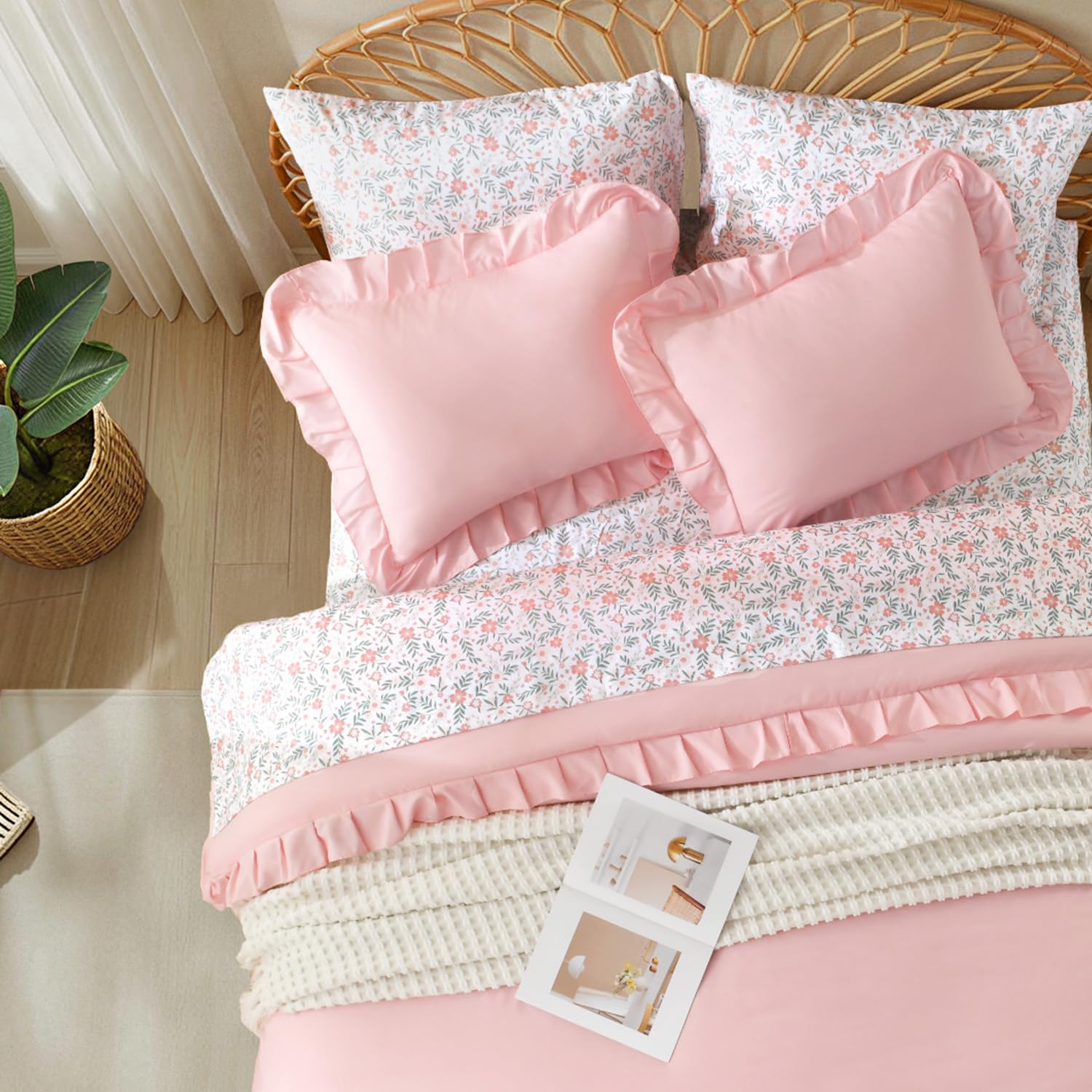 Litanika floral sheets close-up emphasizing vibrant print and cozy weave.