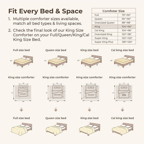 Litanika king size comforter with two beige pillowcases included.