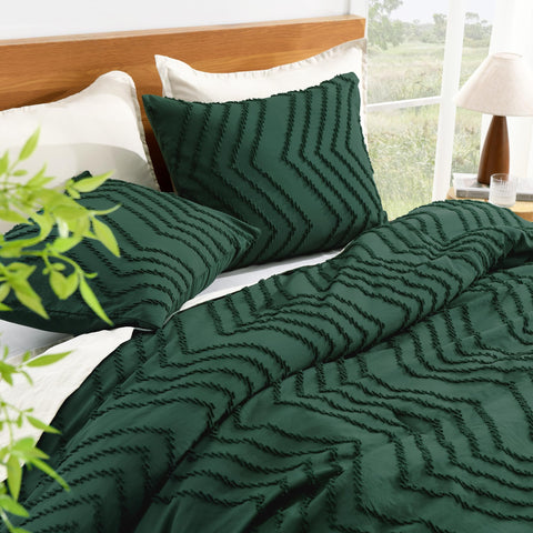 Litanika emerald comforter reverse shows cotton-like texture for year-round softness.