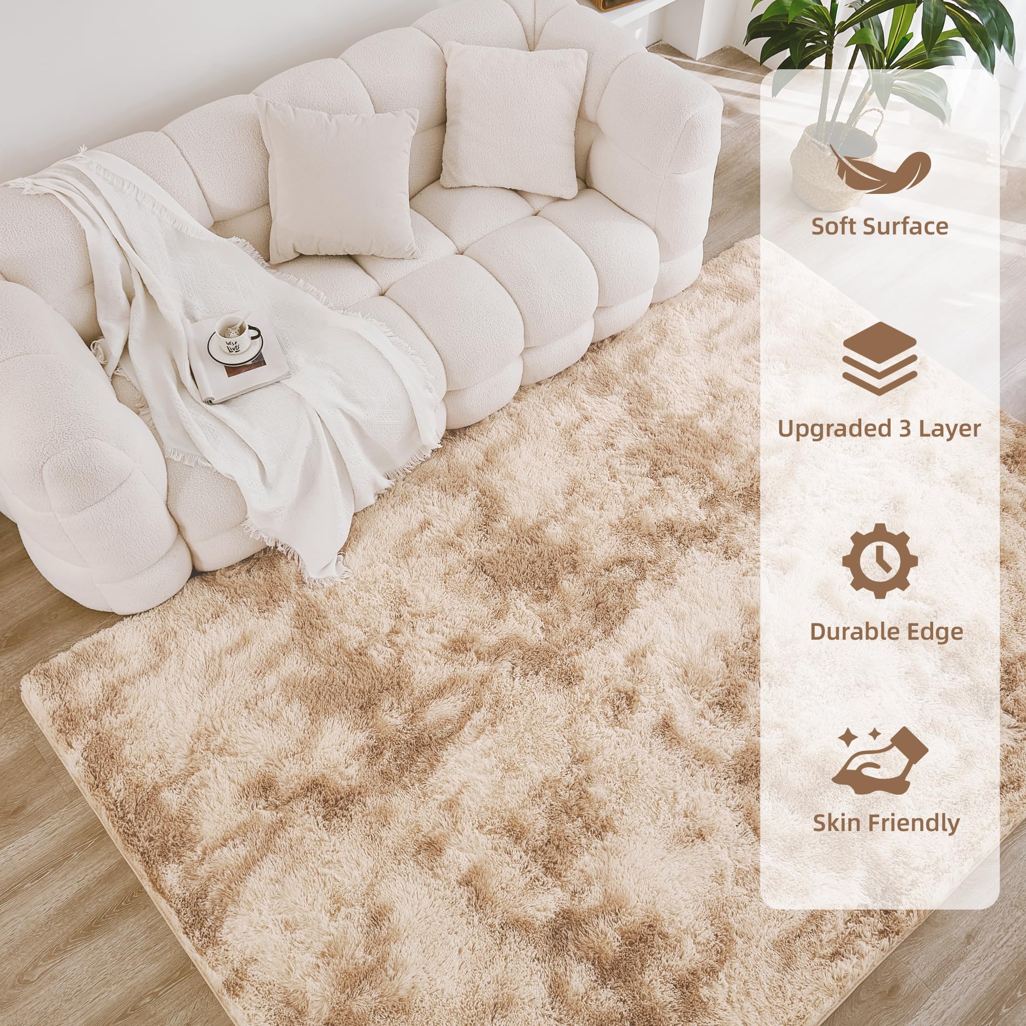 Litanika non-slip bottom anti-skid helps keep rug in place.