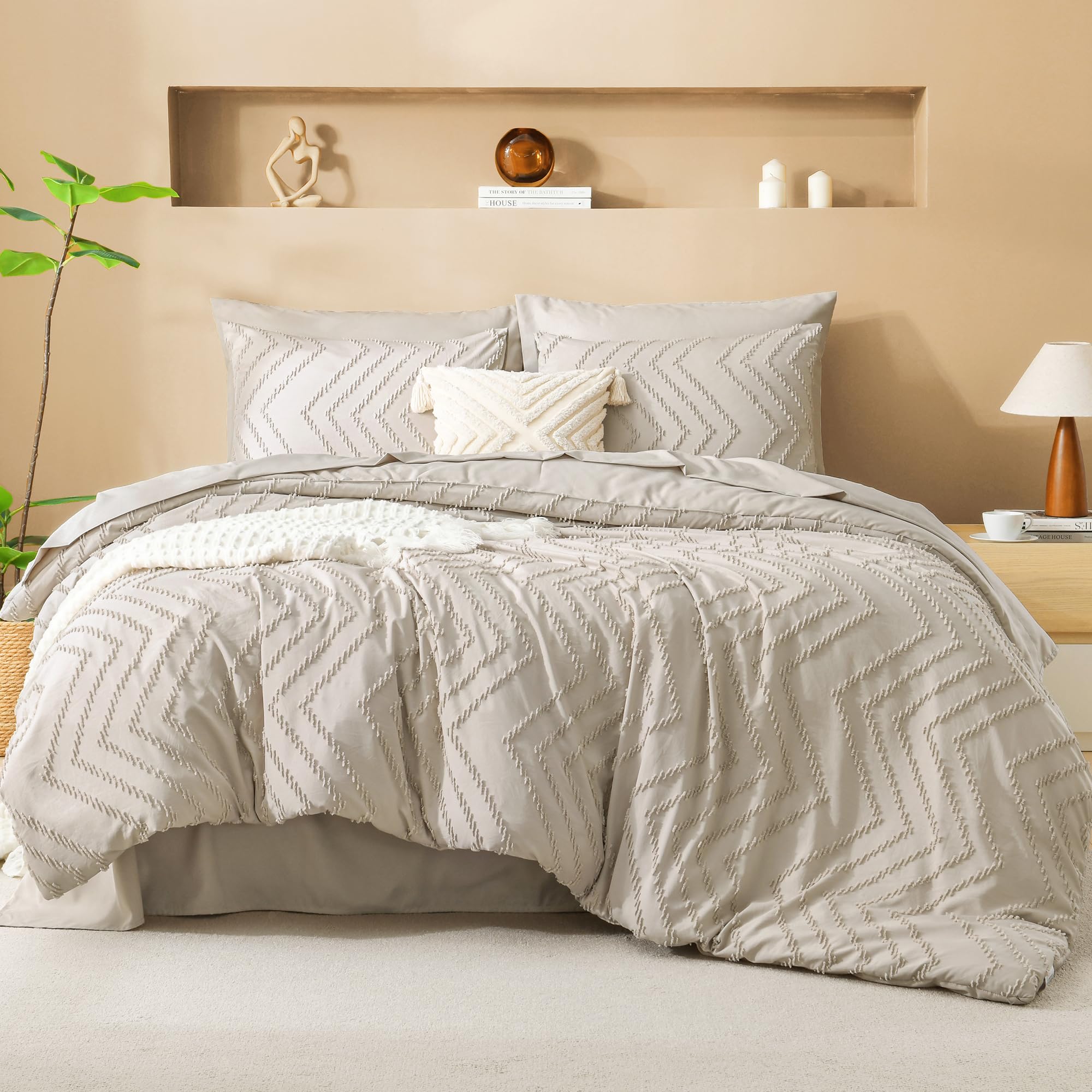Litanika bed-in-a-bag set shows all seven pieces for easy room styling.