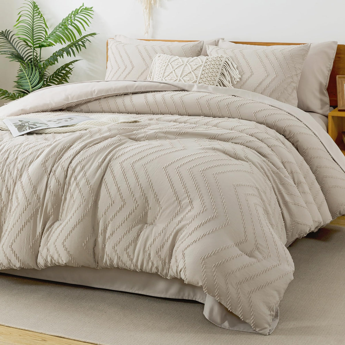 Litanika oversized king comforter with chenille embroidery offers soft, durable warmth.