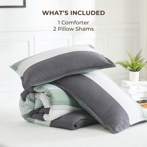 Litanika king size set includes stripe comforter and pillowcases for complete bedding
