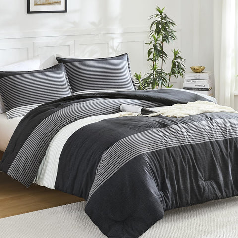 Litanika Queen Comforter Stripe Design for a stylish, contemporary bedroom look.