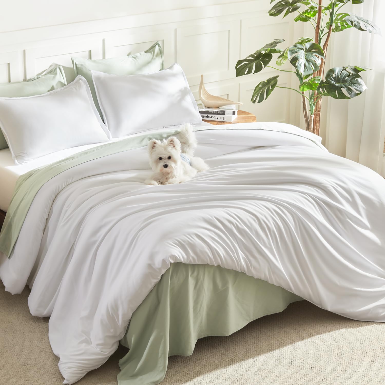 Litanika white comforter set queen soft texture for all-season coziness
