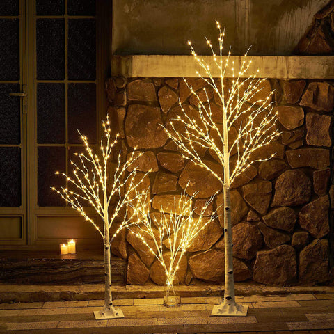 Flexible branches allow shaping the LITBLOOM birch tree for unique layouts.