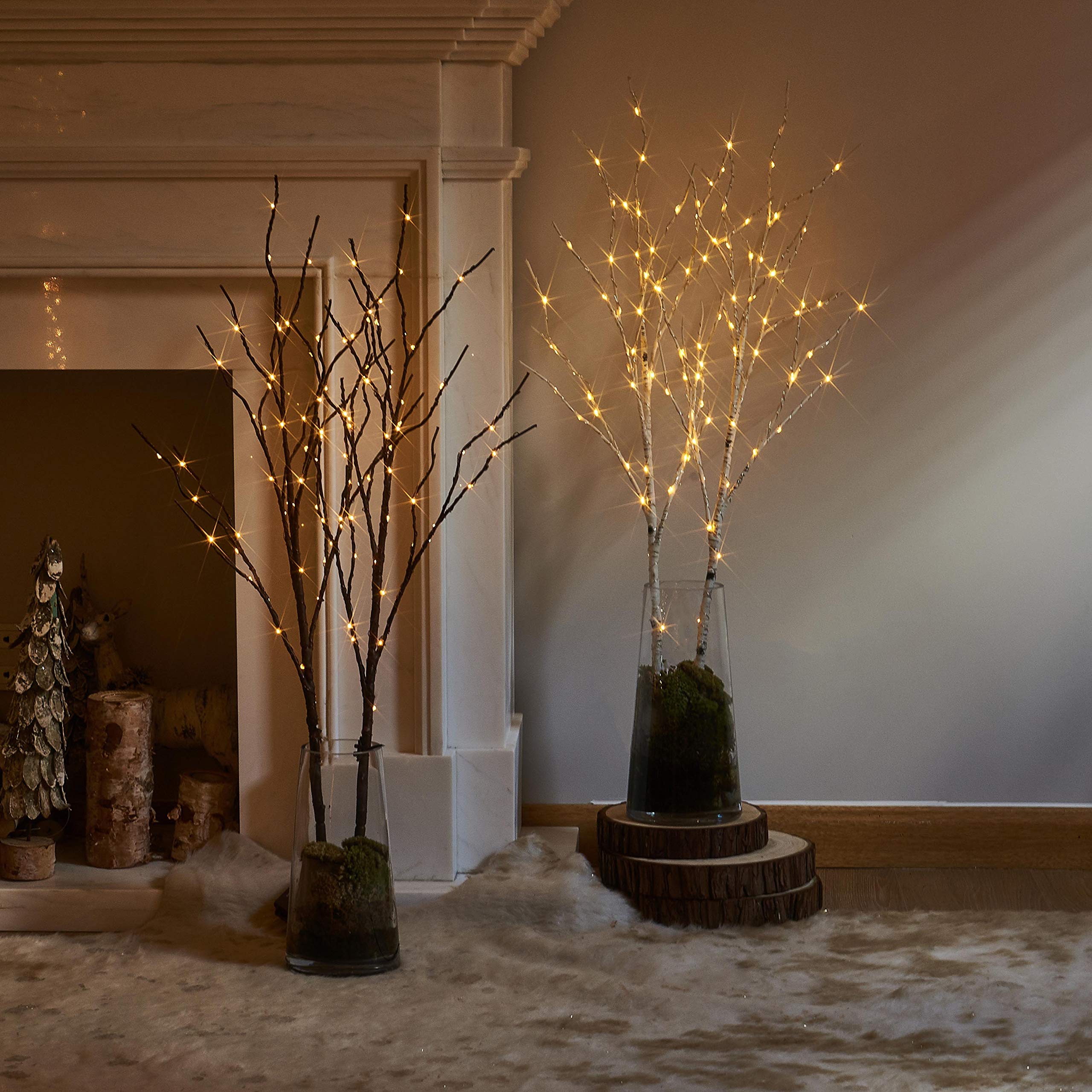 LITBLOOM brown bark texture willow branch with warm white LEDs for cozy ambiance
