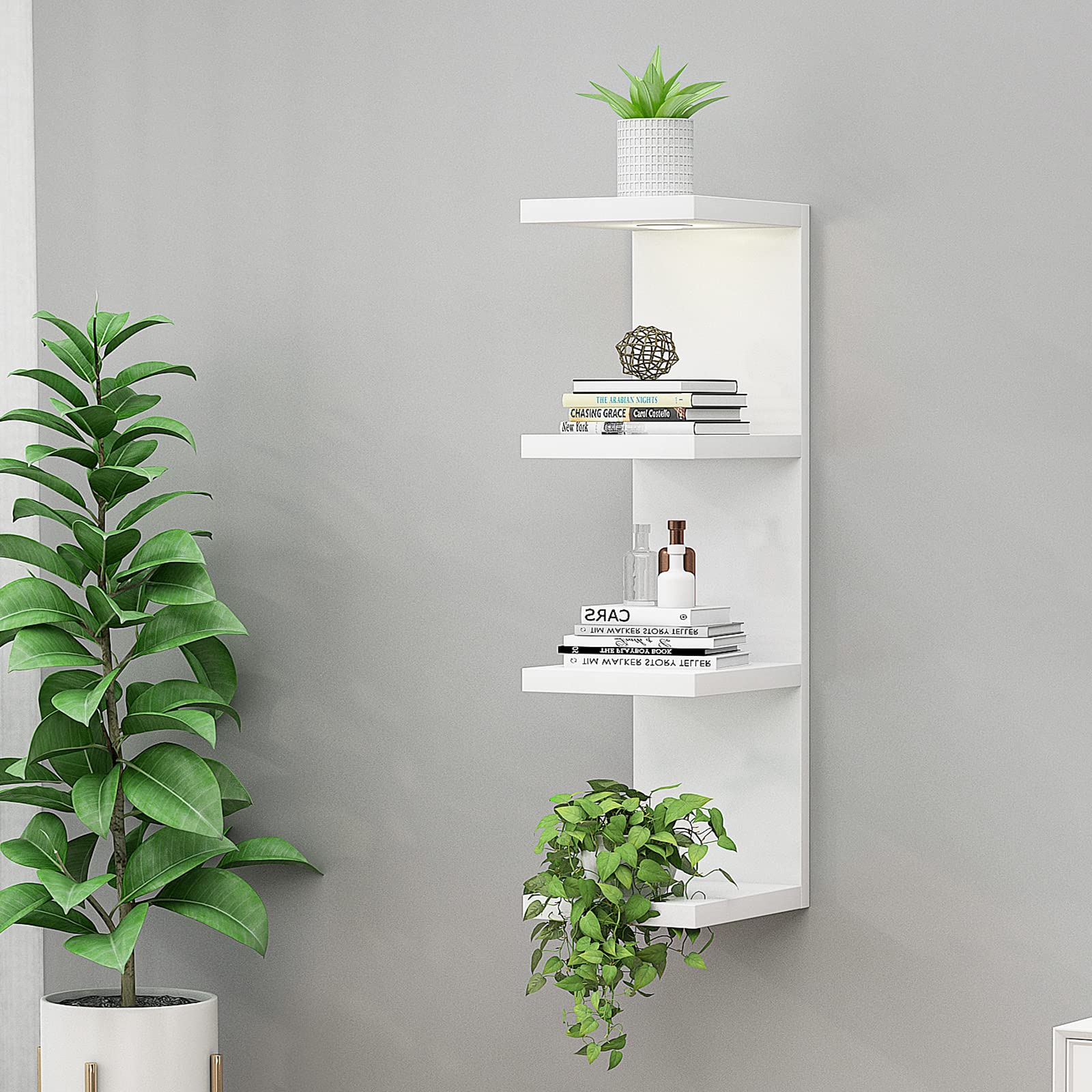 LitaEther floating shelf with LED light adds mood and focus to a collection