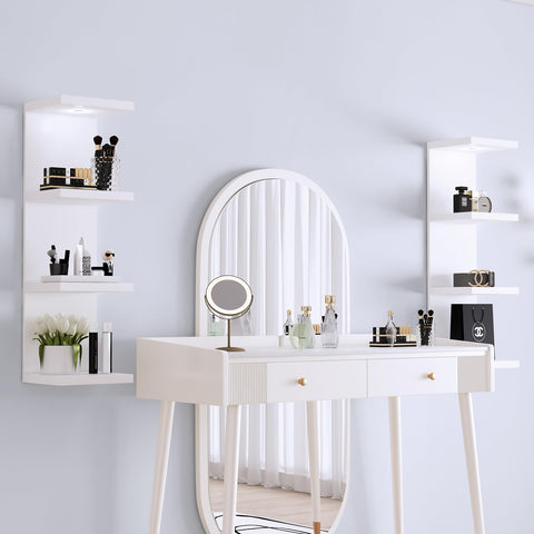 LitaEther white Lack wall shelf with integrated LED lighting for ambient display
