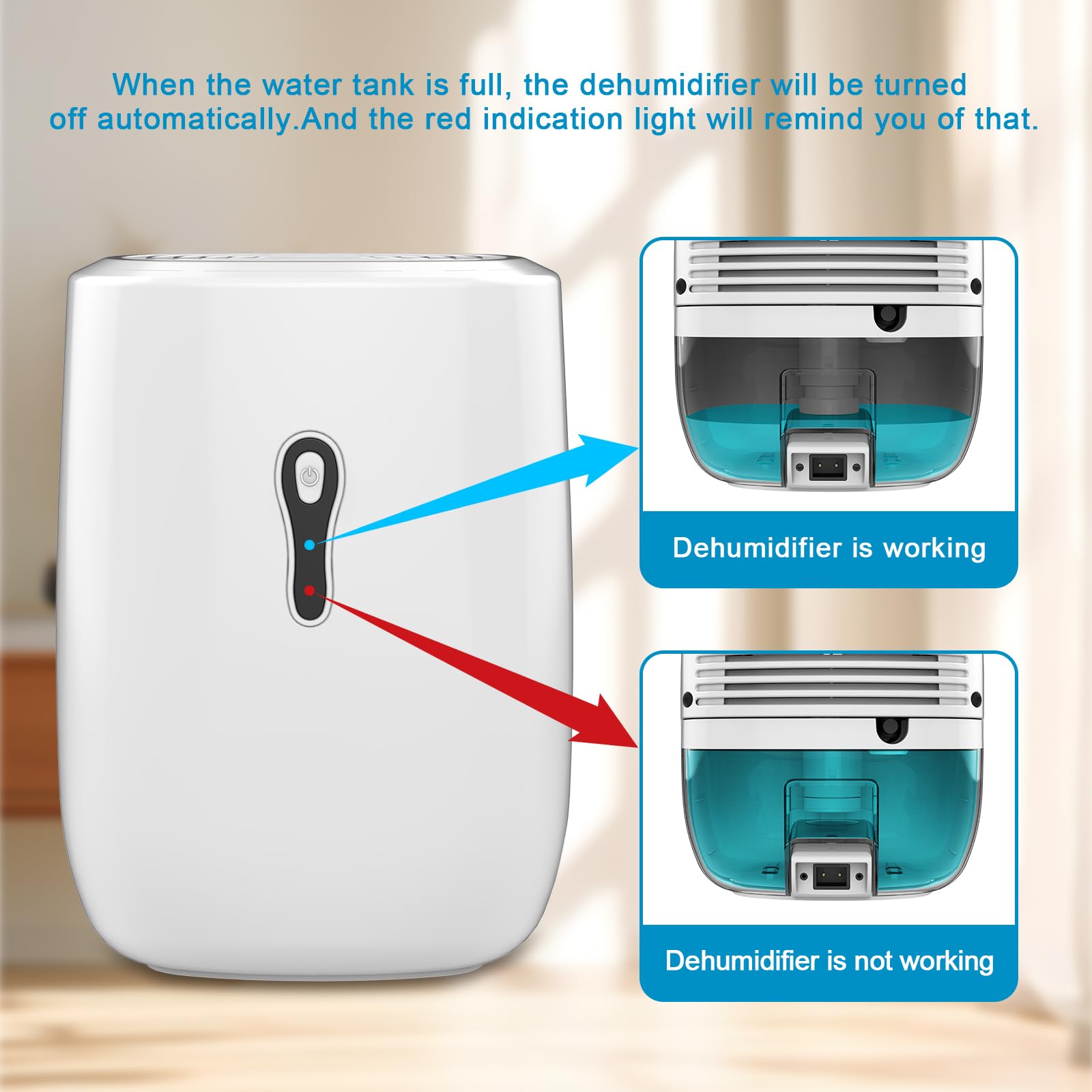 Litever dehumidifier displaying auto-off memory feature for easy use