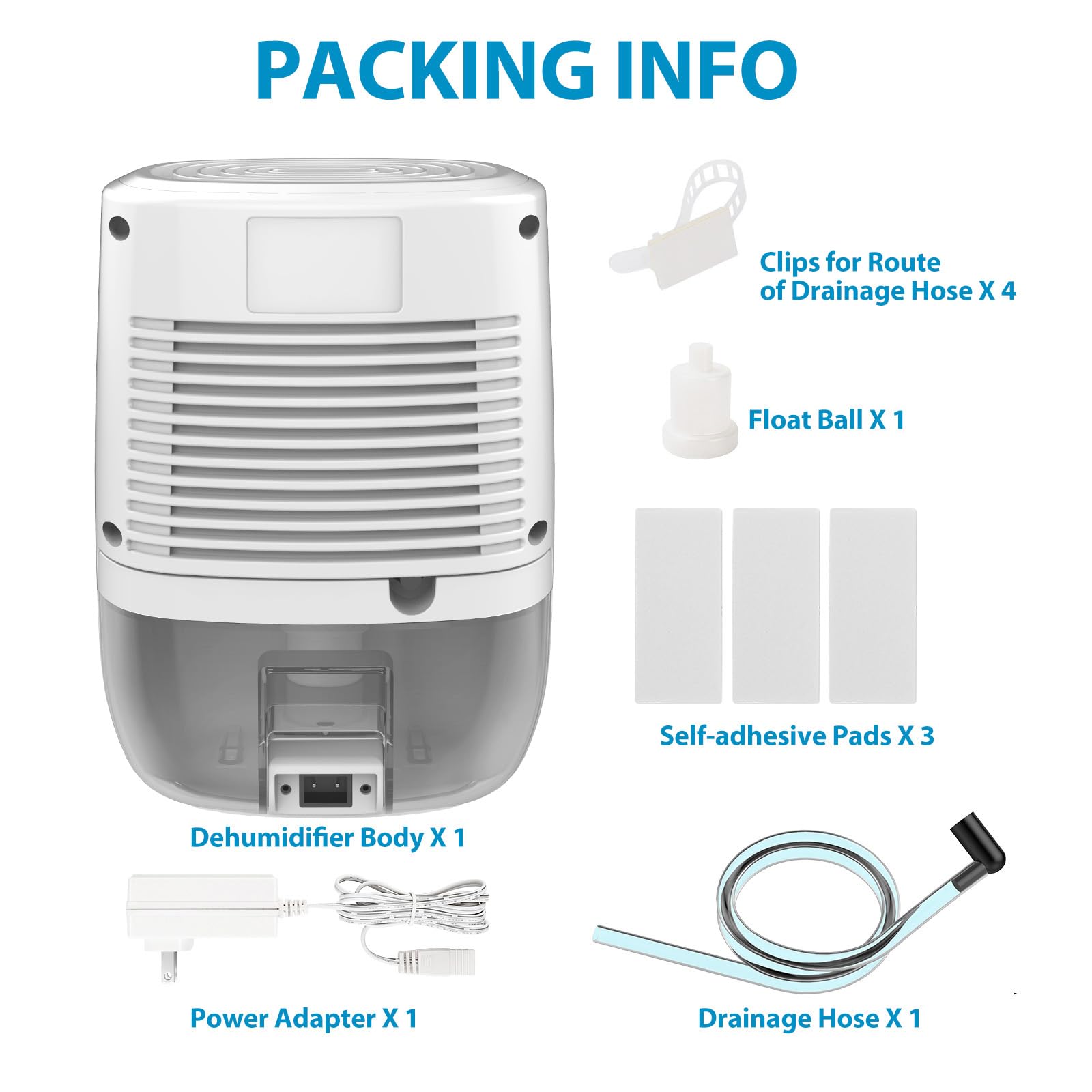 Litever dehumidifier with drain hose routed along a cabinet for neat drainage