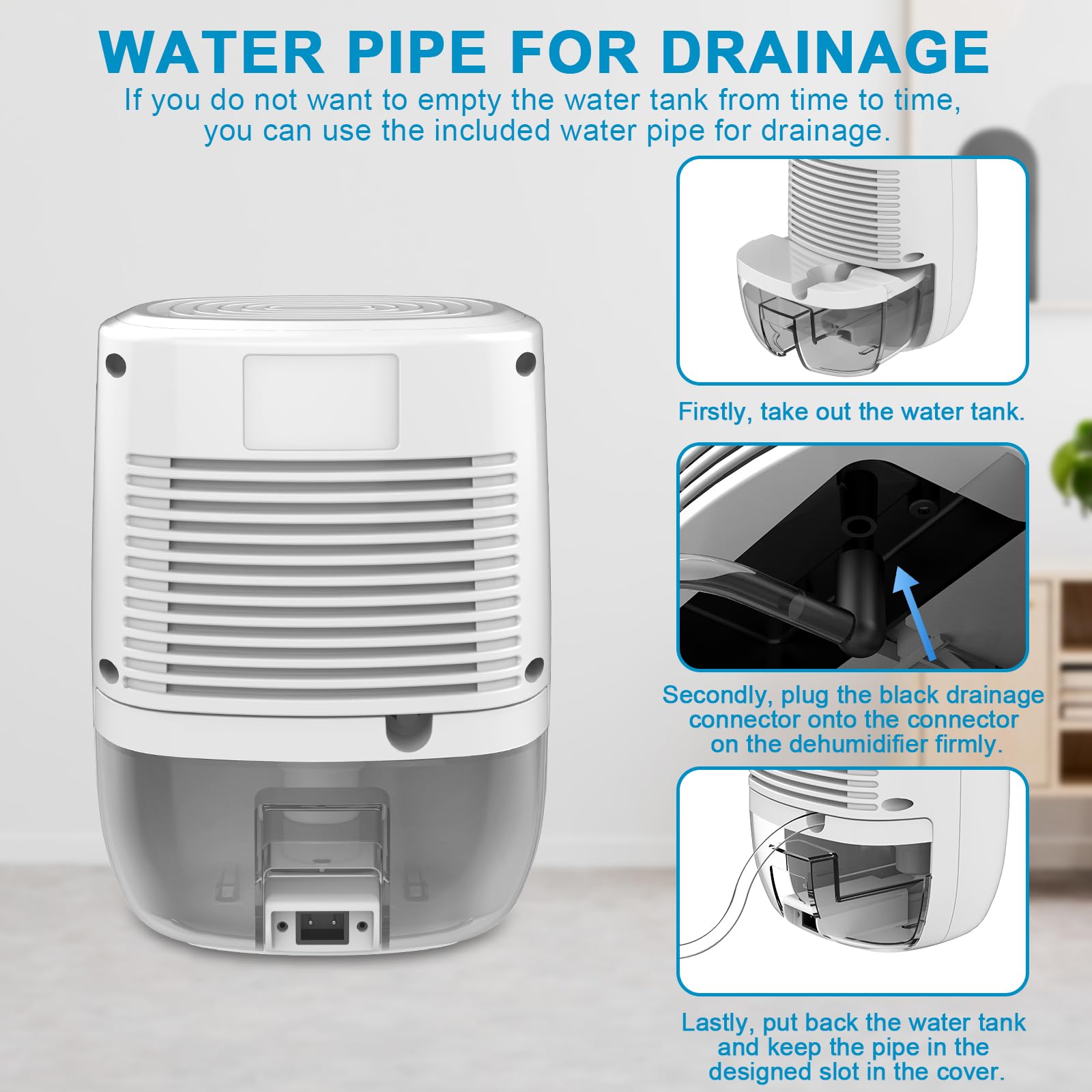 Litever dehumidifier with self-adhesive pads fixed on a counter