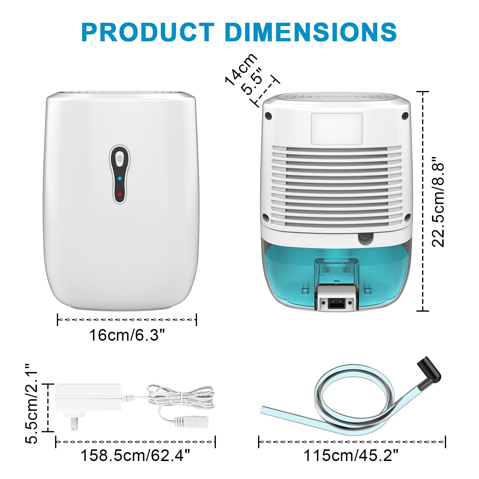 Litever small portable dehumidifier on a counter showing humidity control