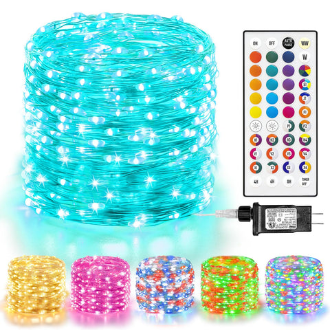 LitHome LED fairy lights with remote for versatile color control.