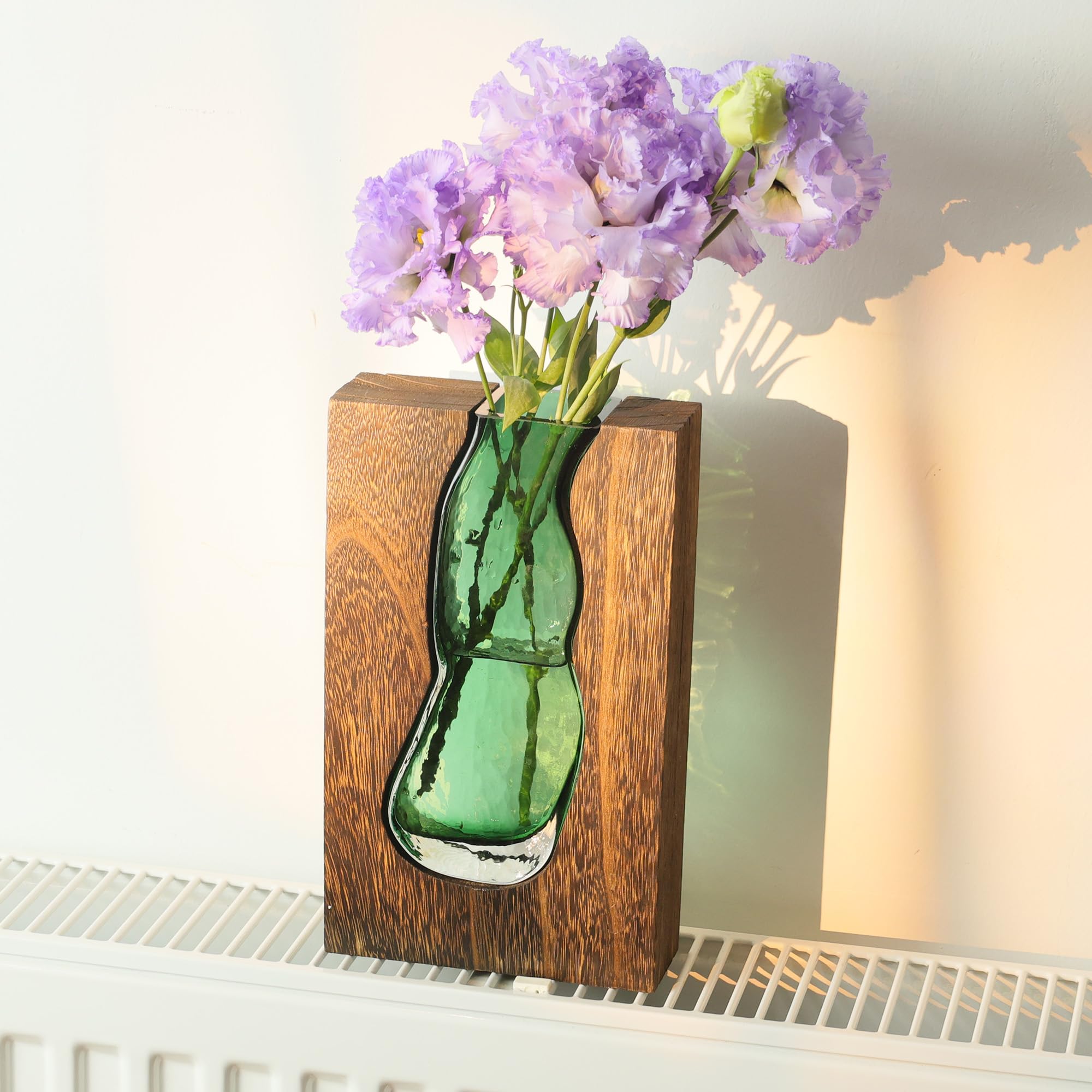 LITIVY wood-glass inlay vase water-ready design keeps stems hydrated.