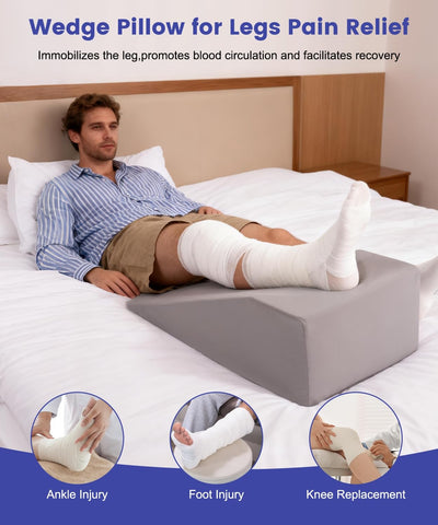 Litluxu knee wedge with non-slip cover keeps your leg securely in place.