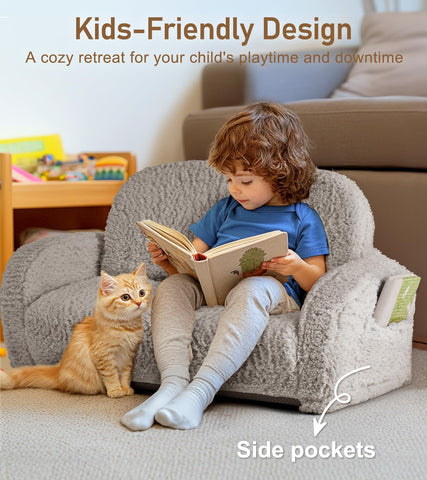 Little Dove 2-in-1 Sherpa fold-out kids couch high density foam for lasting support