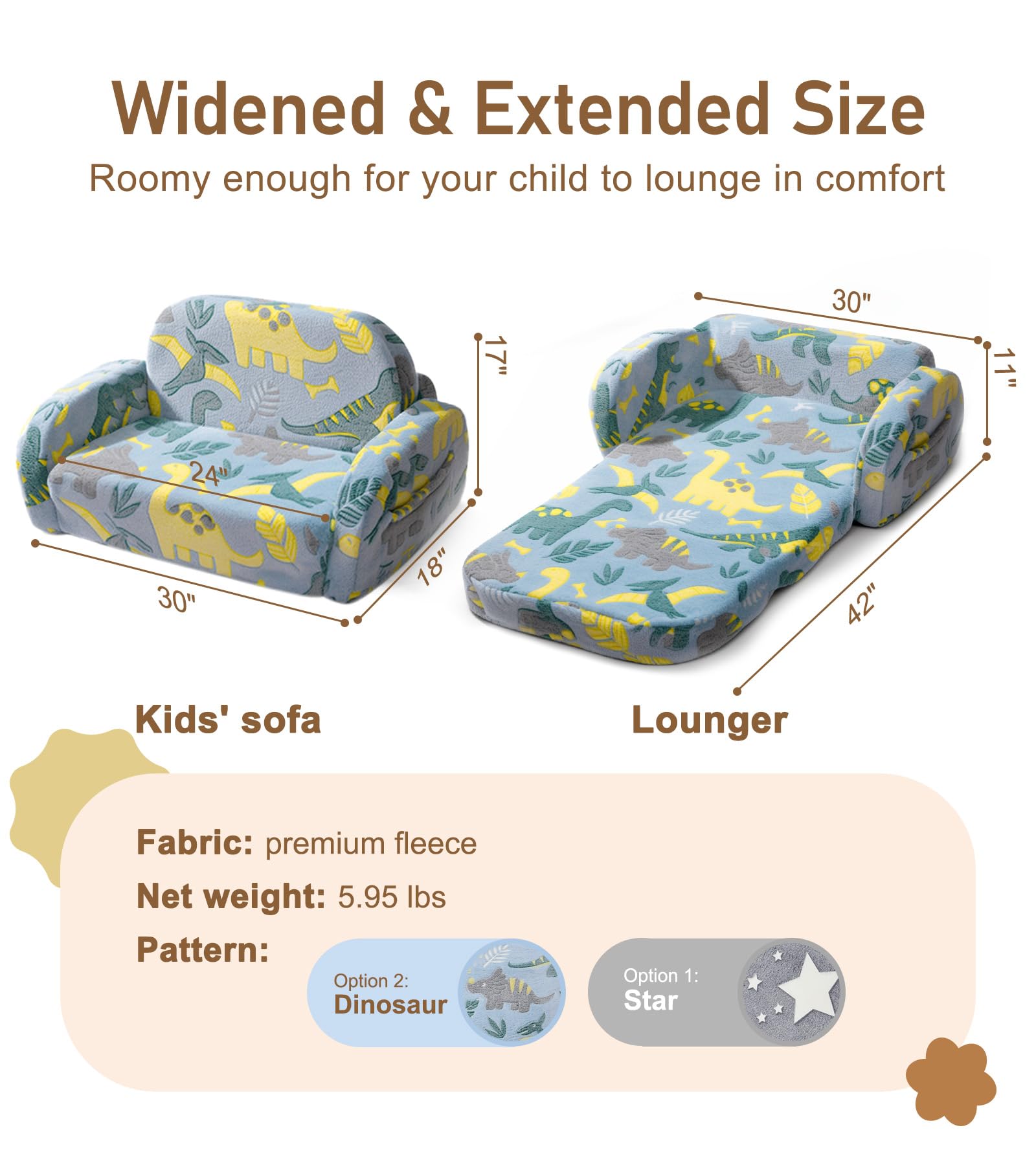 Little Dove 30x18x17 inch dimensions shown for playroom fit