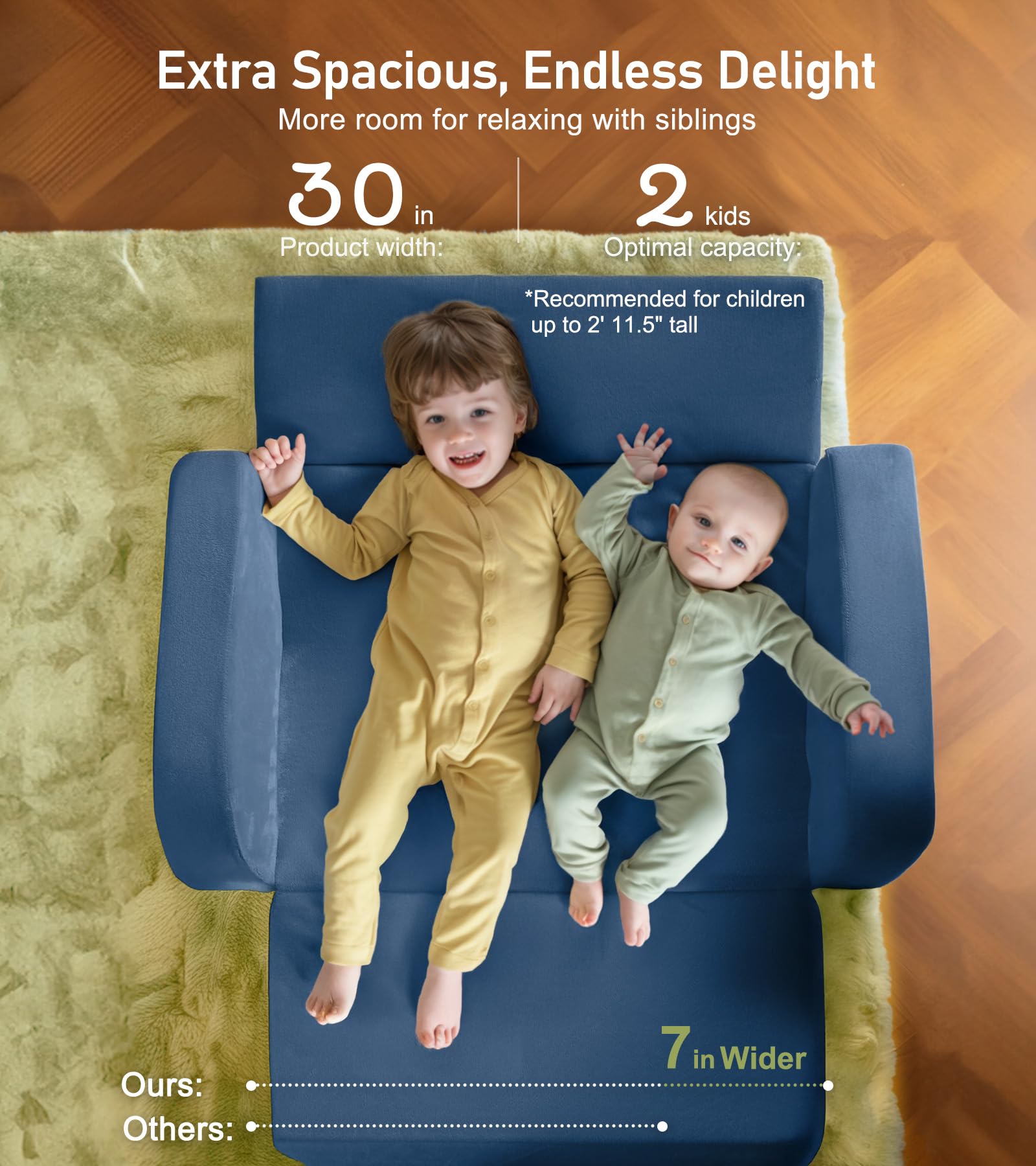 Little Dove 3-in-1 couch open sofa mode supports lounging after playtime