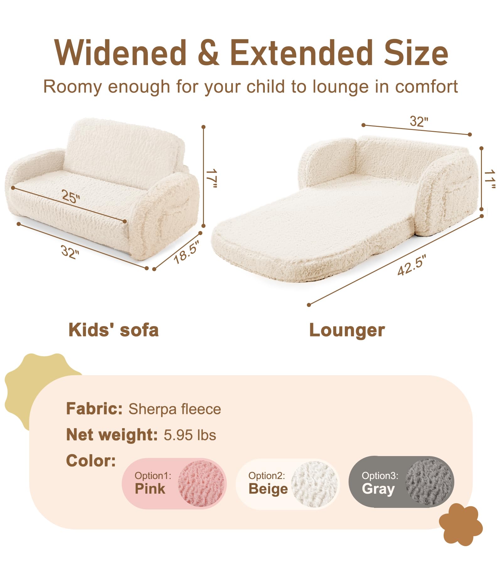 Little Dove modern beige kids couch complements any room