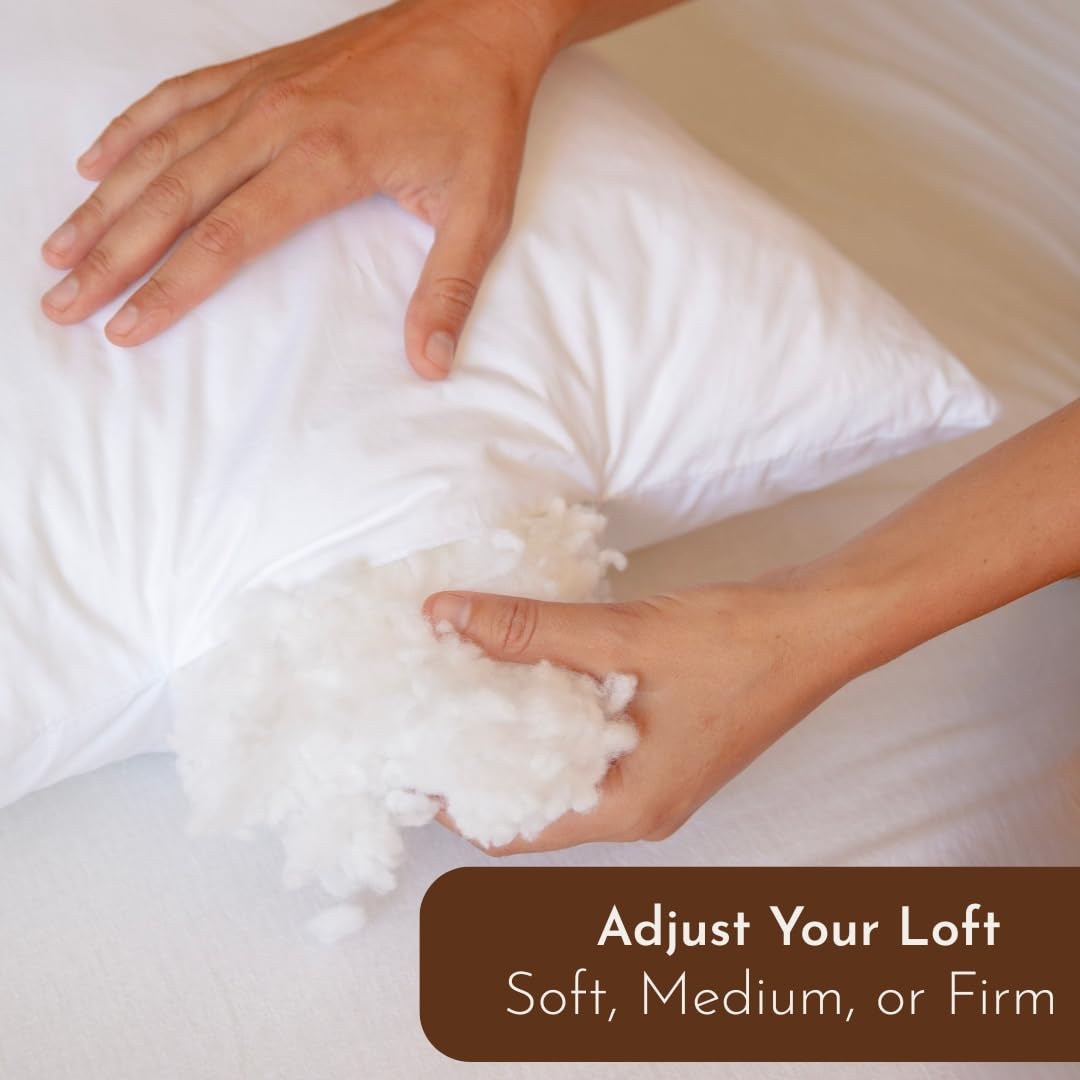 Close-up of breathable cotton shell on Little Sleepy Head pillow for cool sleep.