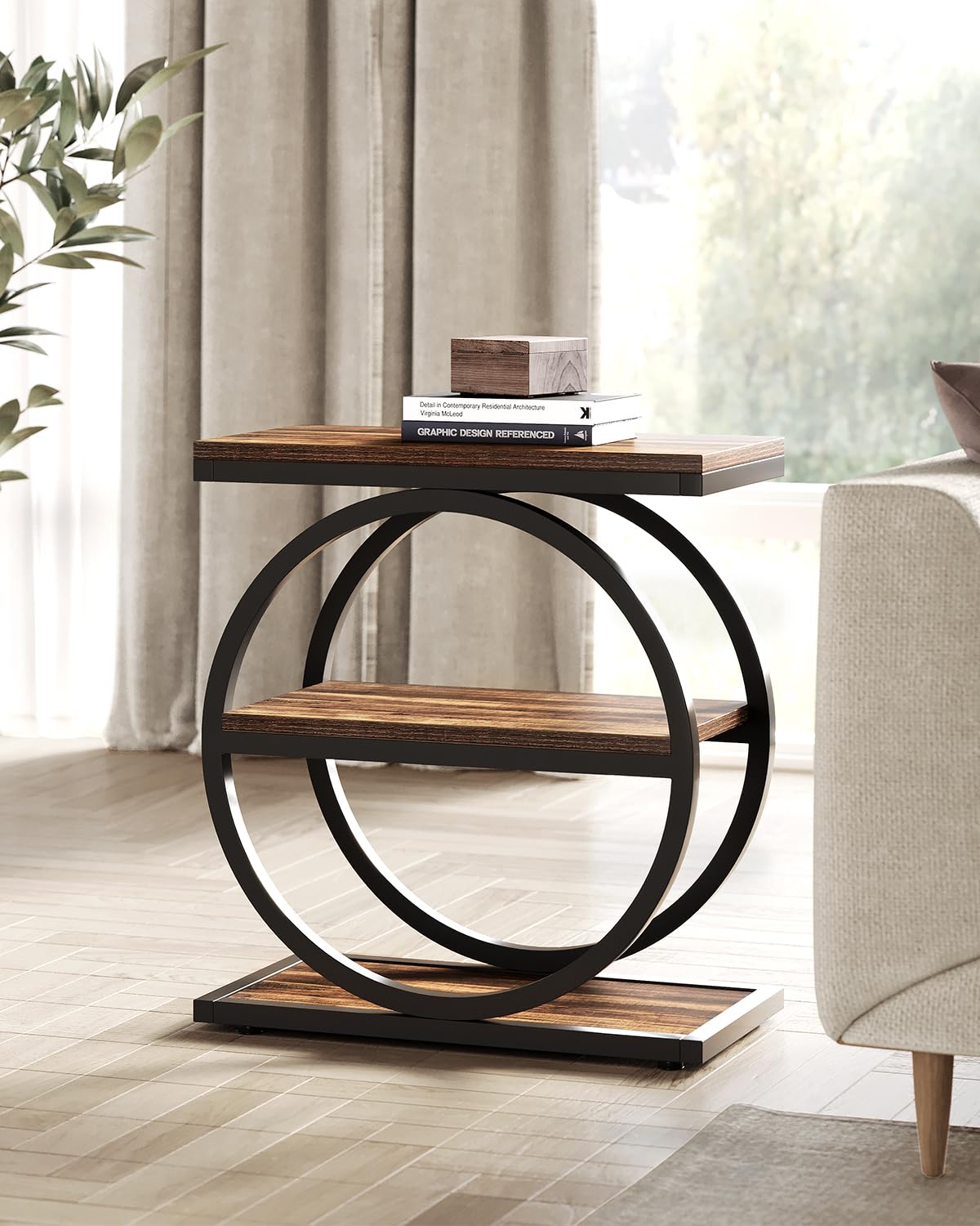 LITTLE TREE End Table keeps living room tidy with accessible storage and display.