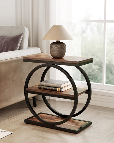 LITTLE TREE End Table beside bed keeps essentials within reach at night.
