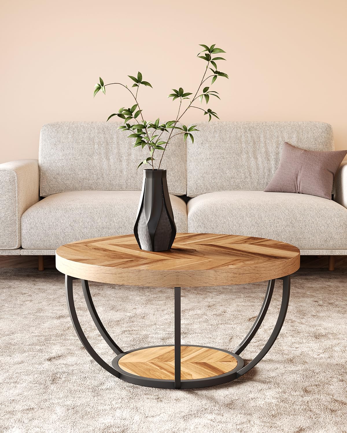 Little Tree round coffee table clean surface resists wear during daily use.