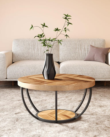Little Tree round coffee table clean surface resists wear during daily use.