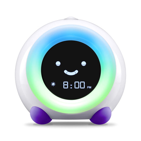 LittleHippo Mella all-in-one alarm clock shows bedtime cues for a calmer morning.
