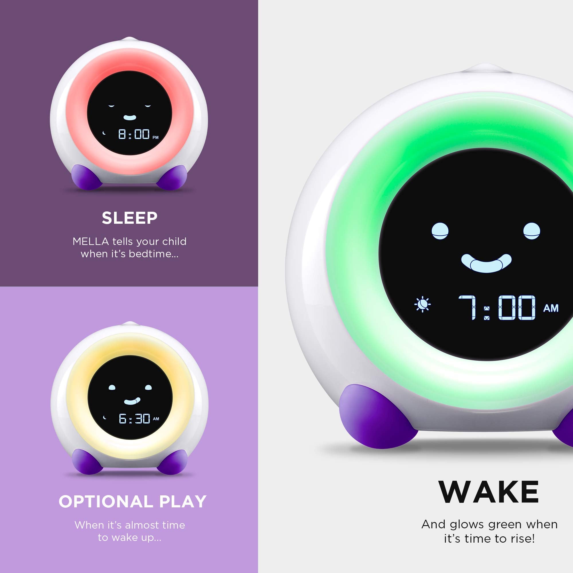 LittleHippo Mella face display helps kids learn wake and sleep times.