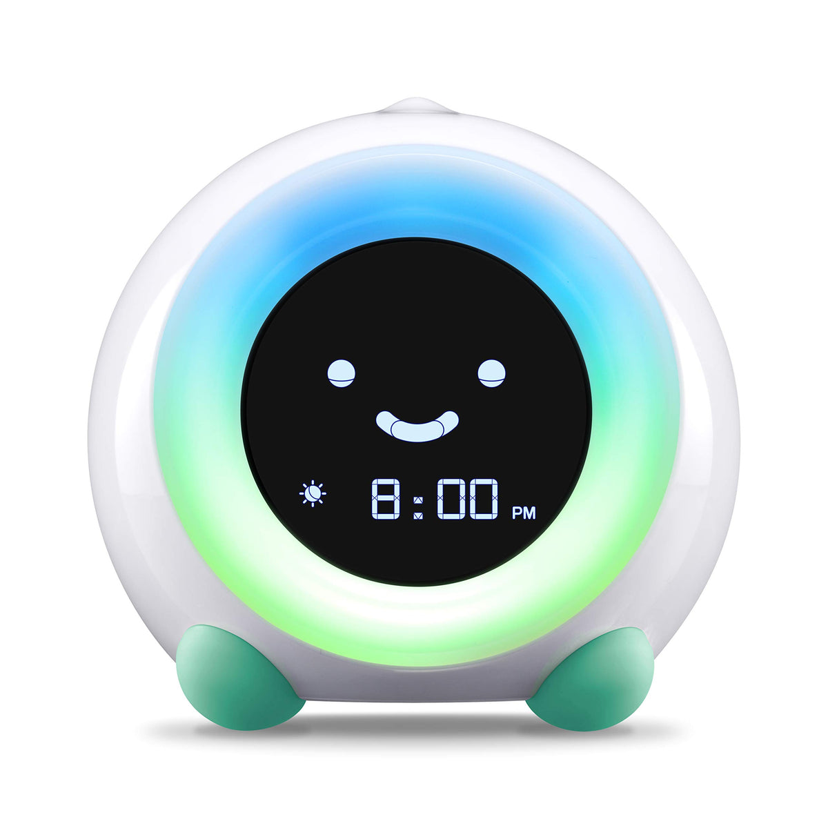 LittleHippo Mella tropical teal front view showing a kid-friendly clock